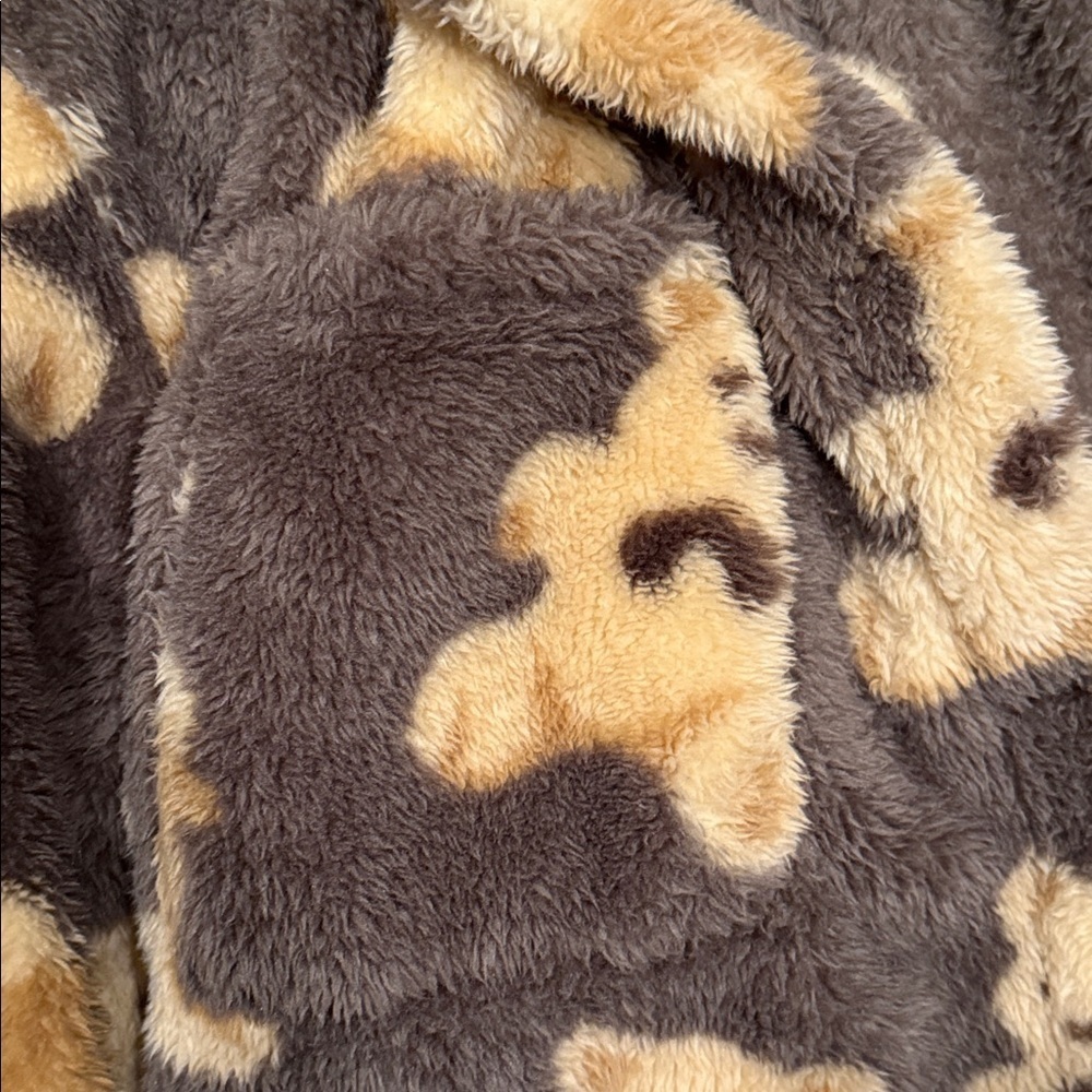 Gorgeous Large Brown Teddy Print Furry Button Down Collared Sweater PC 🖤 - Picture 12 of 16
